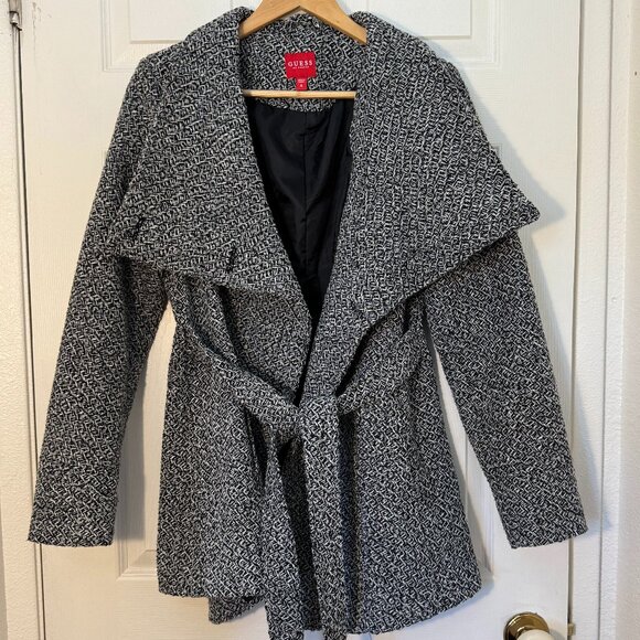 Guess Jackets & Blazers - Guess Houndstooth Belted Button Coat M
